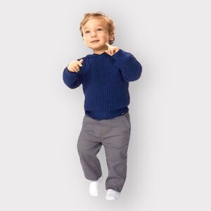 🥳 3/$26 DKNY ~ NWT Blue Knit Hoodie & Gray Pants Set - 18 Months